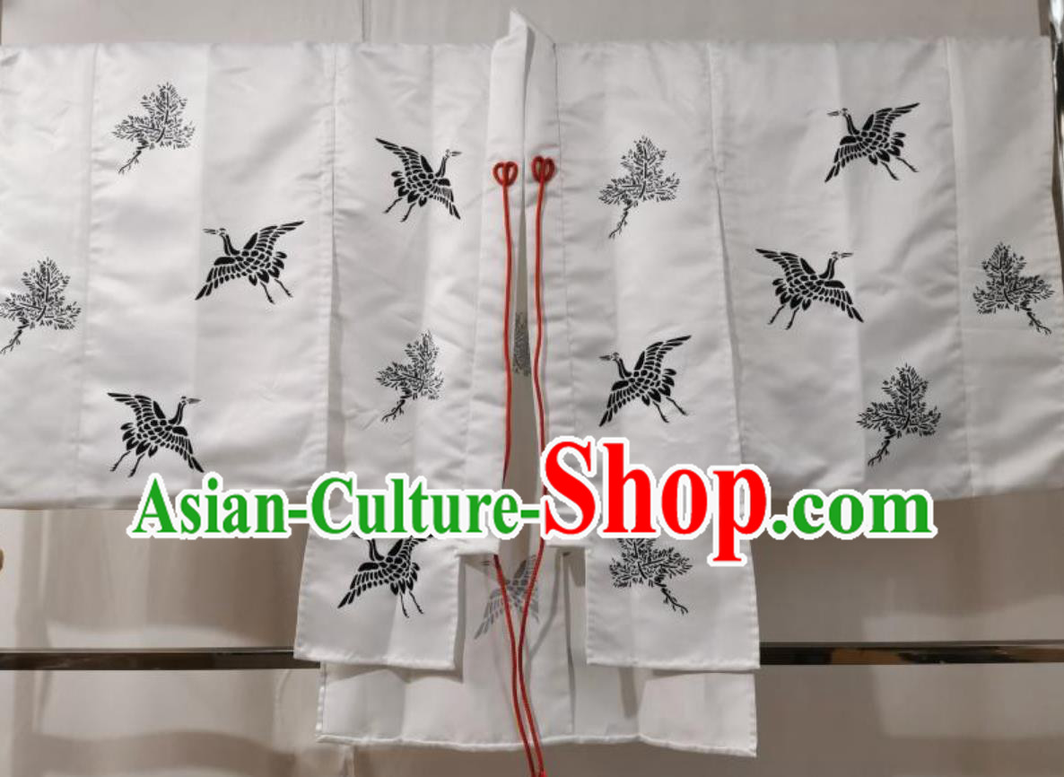 Japanese Authentic Miko Kimono Pine Crane Pattern Chihaya White Robe Handmade Coat Japanese Authentic Miko Kimono Pine Crane Pattern Chihaya White Robe Handmade Coat
