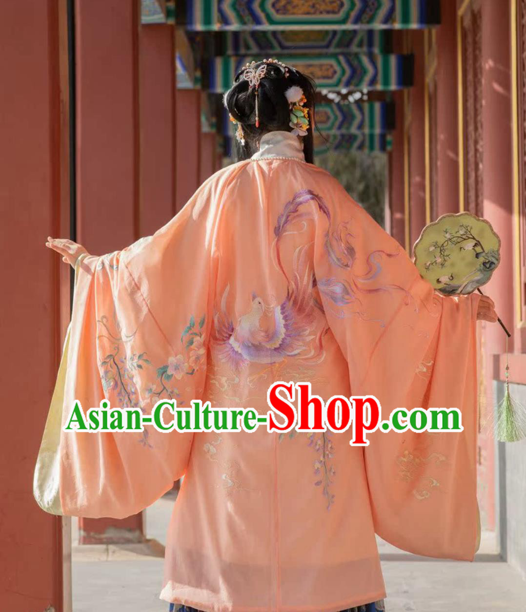 Ancient Chinese Embroidered Pink Cloak Ming Dynasty Phoenix Wisteria Hanfu Cape Ancient Chinese Embroidered Pink Cloak Ming Dynasty Phoenix Wisteria Hanfu Cape