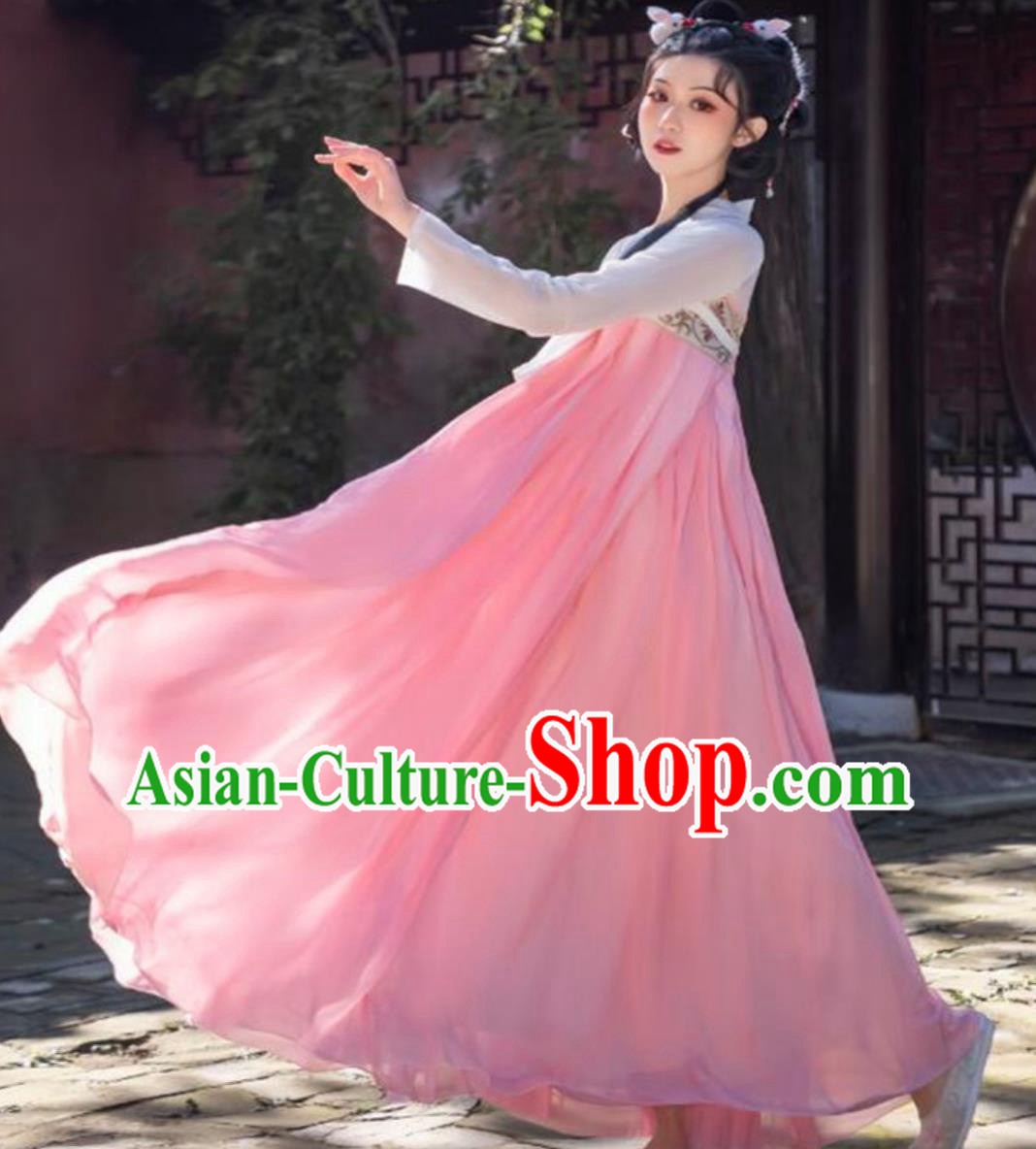Chinese Traditional Hanfu Women High Waist Pink Ruqun Ancient Princess Clothing Chinese Traditional Hanfu Women High Waist Pink Ruqun Ancient Princess Clothing