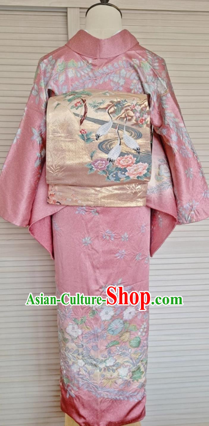 Japanese Traditional Silk Houmongi Kimono Tsukesage Tomesode Yuzen Embroidery Ombre Dress Japanese Traditional Silk Houmongi Kimono Tsukesage Tomesode Yuzen Embroidery Ombre Dress