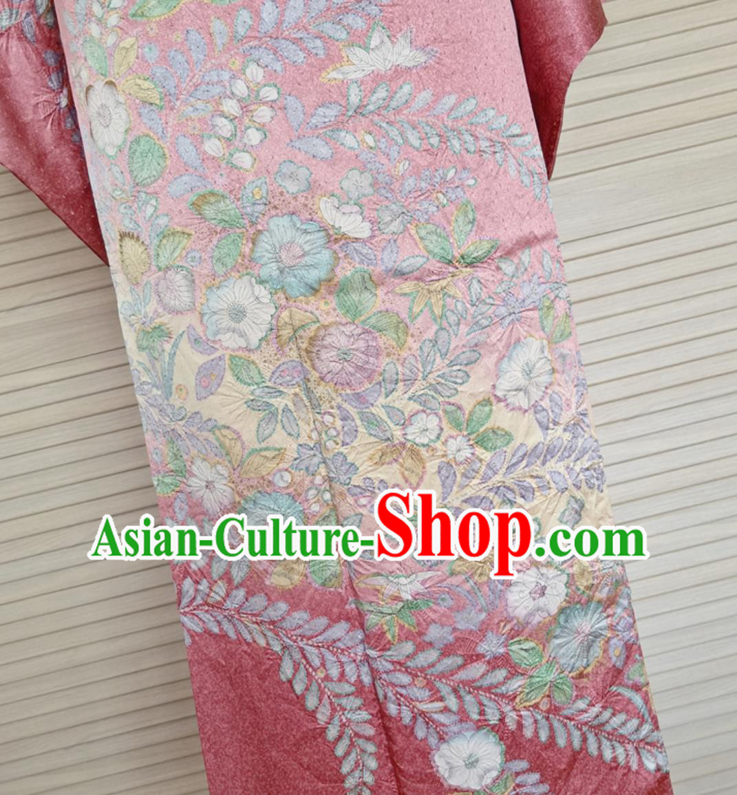 Japanese Traditional Silk Houmongi Kimono Tsukesage Tomesode Yuzen Embroidery Ombre Dress Japanese Traditional Silk Houmongi Kimono Tsukesage Tomesode Yuzen Embroidery Ombre Dress