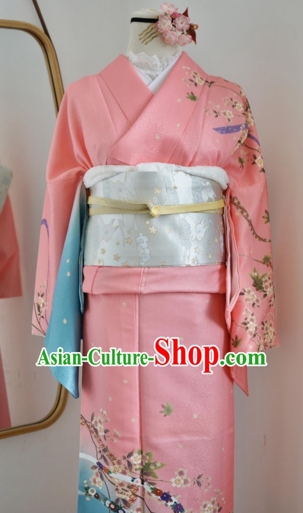 Japanese Traditional Silk Houmongi Kimono Tsukesage Tomesode Yuzen Embroidery Ombre Dress Japanese Traditional Silk Houmongi Kimono Tsukesage Tomesode Yuzen Embroidery Ombre Dress