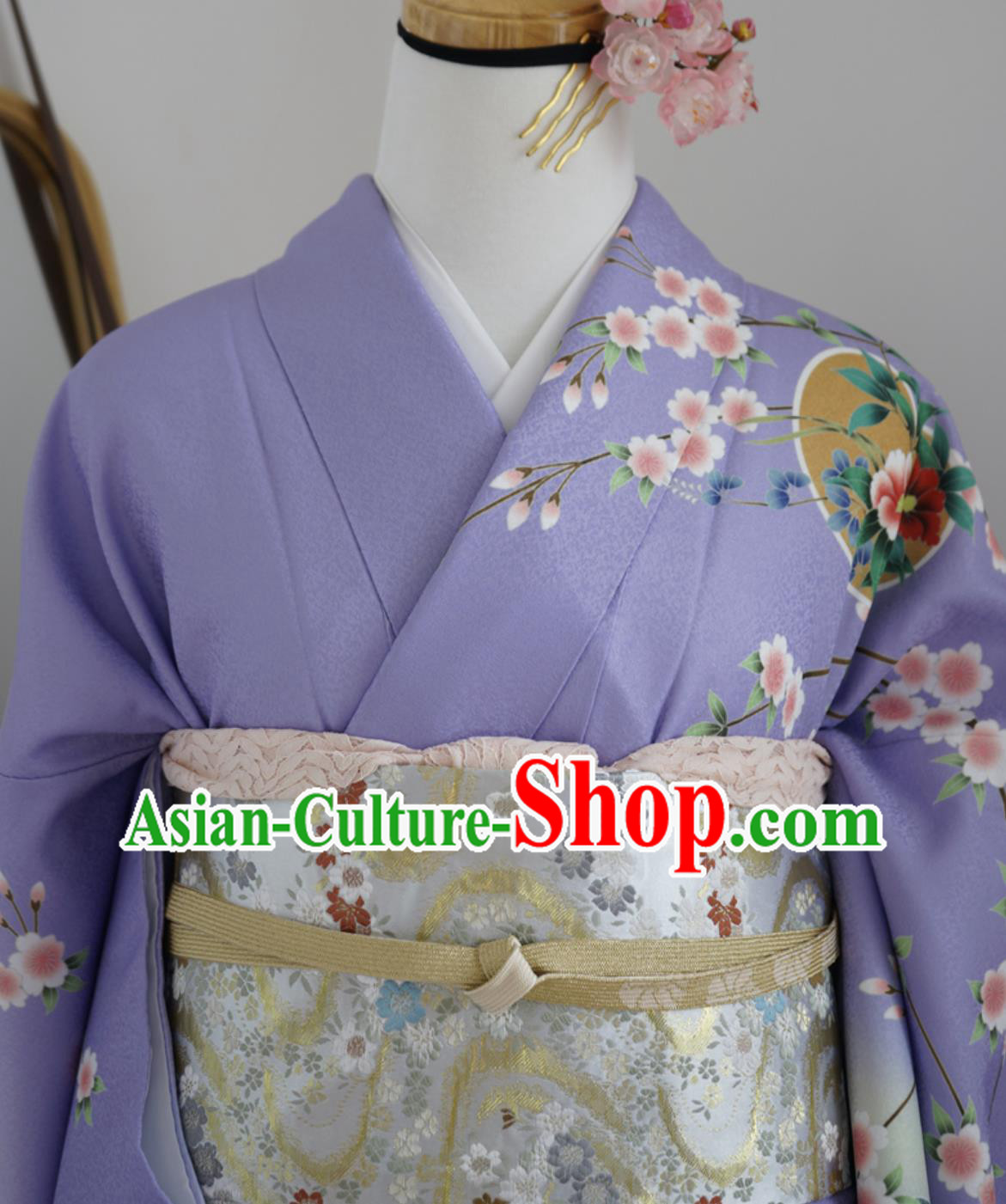 Purple Japanese Traditional Authentic Women Houmongi Kimono Formal Dress Purple Japanese Traditional Authentic Women Houmongi Kimono Formal Dress