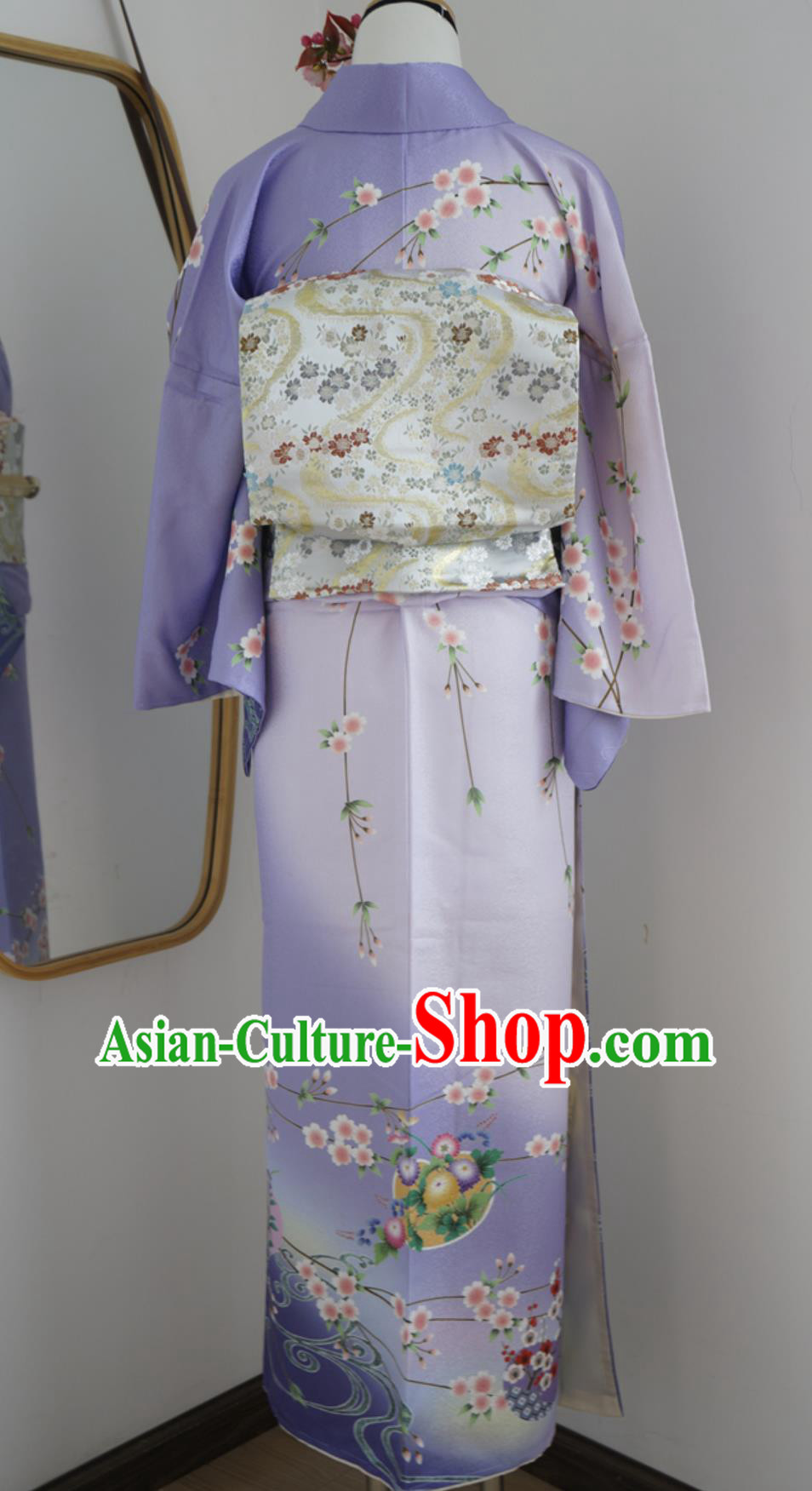 Purple Japanese Traditional Authentic Women Houmongi Kimono Formal Dress Purple Japanese Traditional Authentic Women Houmongi Kimono Formal Dress