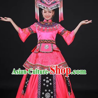 Embroidered Zhuang Ethnic Women Performance Costume March Third Festival Guangxi Yunnan Ceremonial Dress