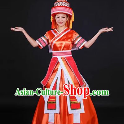 Yao Ethnic Women Ceremonial Dress Traditional Chinese Minority Dance Performance Costume