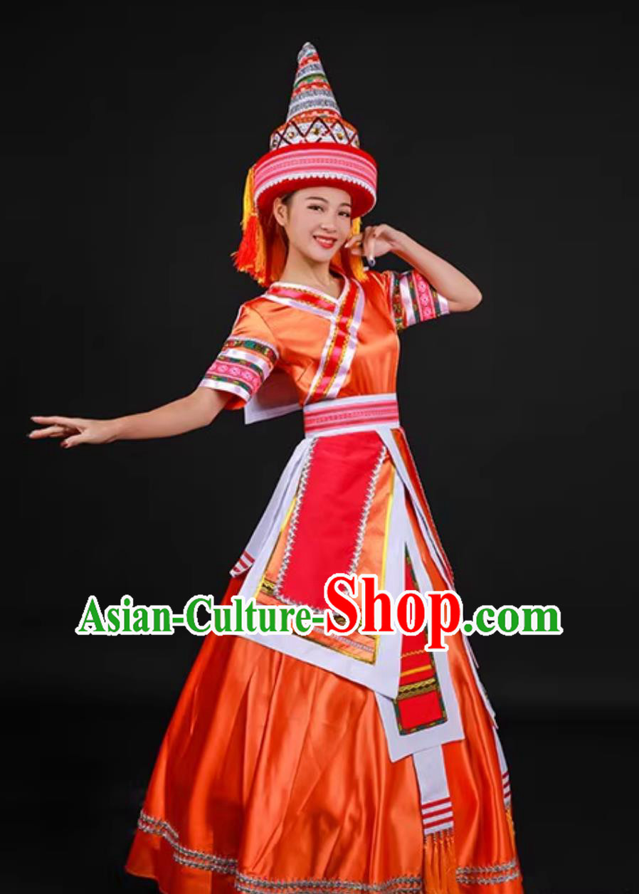 Yao Ethnic Women Ceremonial Dress Traditional Chinese Minority Dance Performance Costume