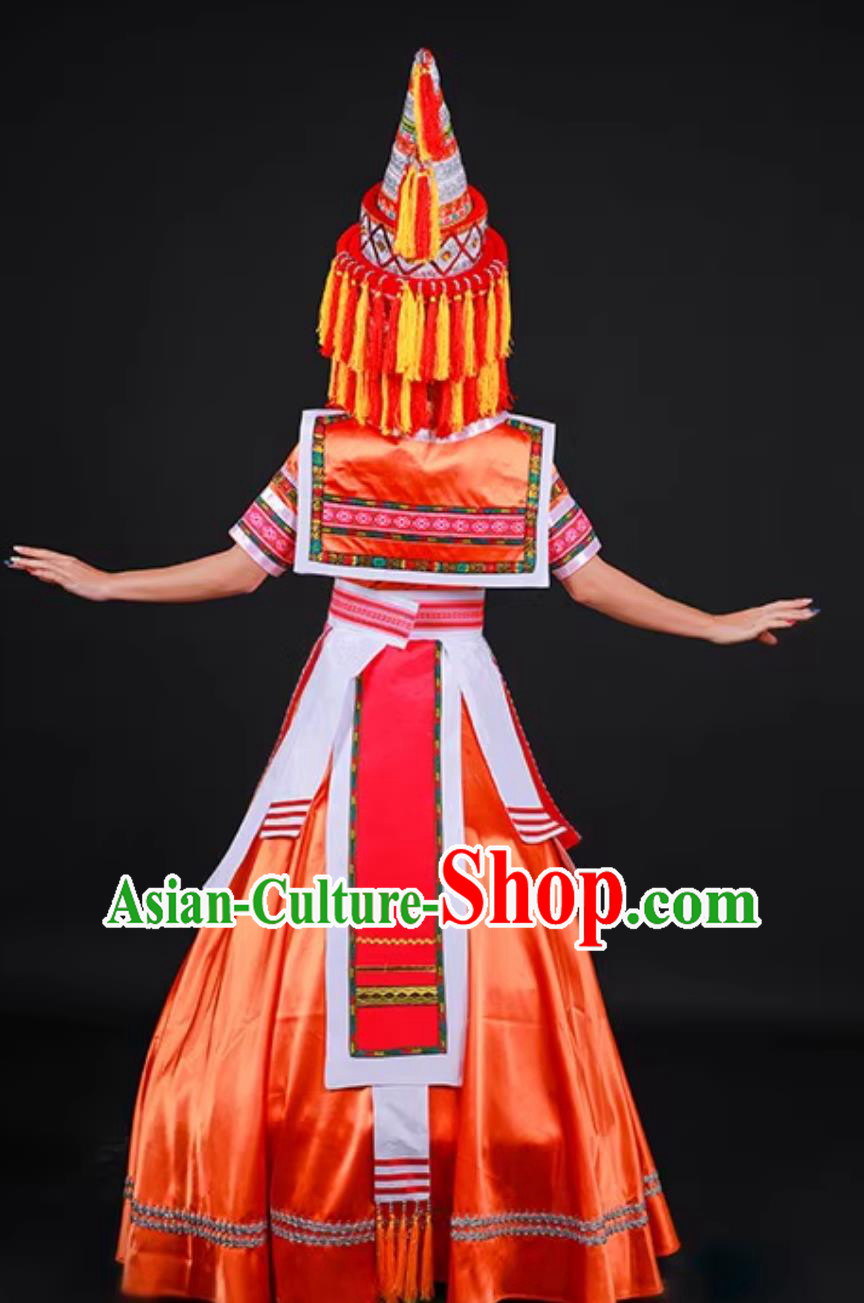 Yao Ethnic Women Ceremonial Dress Traditional Chinese Minority Dance Performance Costume