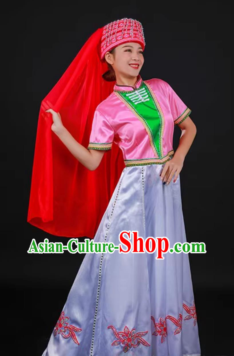 Dongxiang Ethnic Women Clothing Chinese Ningxia Minority Dance Performance Costume