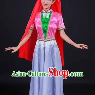 Dongxiang Ethnic Women Clothing Chinese Ningxia Minority Dance Performance Costume