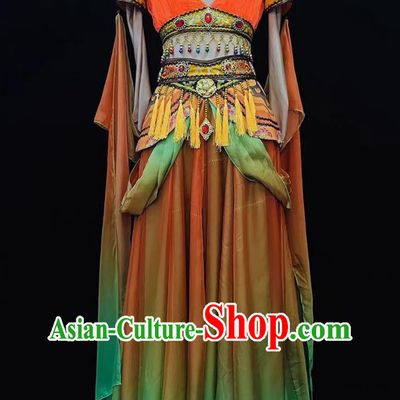 Five Stars Rise In The East Lantern Dance Costume Silk Road Flying Apsaras Western Region Style Dance Dress Chinese Stage Performance Attire