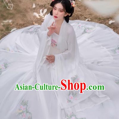 Chinese Song Dynasty Princess Clothing White Hanfu Dress Ancient Costume