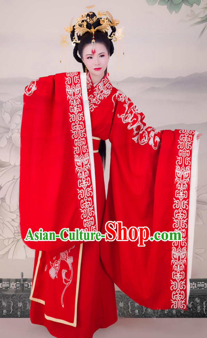 Ancient Chinese Dress Wedding Hanfu Zhou Dynasty Bride Embroidered Red Gown Ancient Chinese Dress Wedding Hanfu Zhou Dynasty Bride Embroidered Red Gown