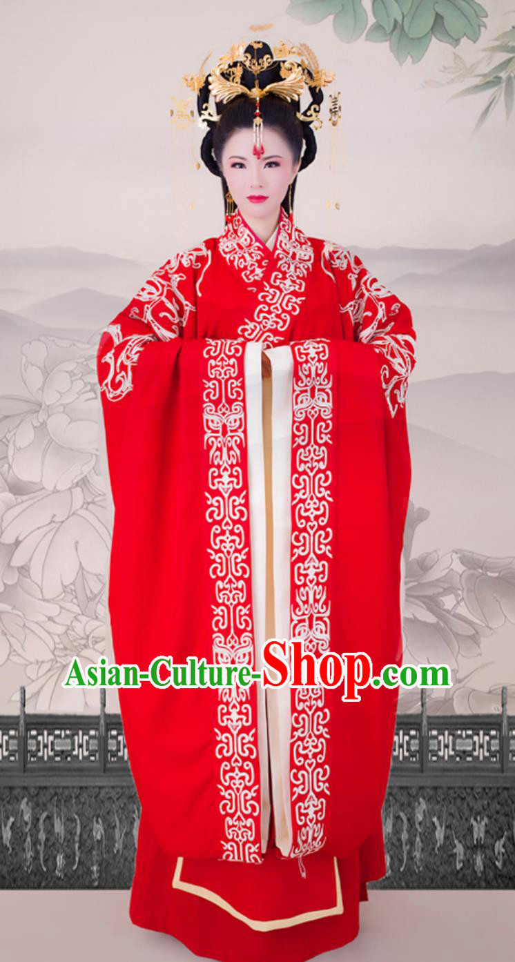 Ancient Chinese Dress Wedding Hanfu Zhou Dynasty Bride Embroidered Red Gown Ancient Chinese Dress Wedding Hanfu Zhou Dynasty Bride Embroidered Red Gown