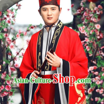 Chinese Tang Dynasty Wedding Costume Men Embroidered Attire Ancient Groom Hanfu