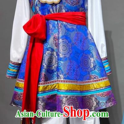 Tibetan Ethnic Style Men Costume Zang Dance Performance Outfit Chinese Tibetan Dance Set