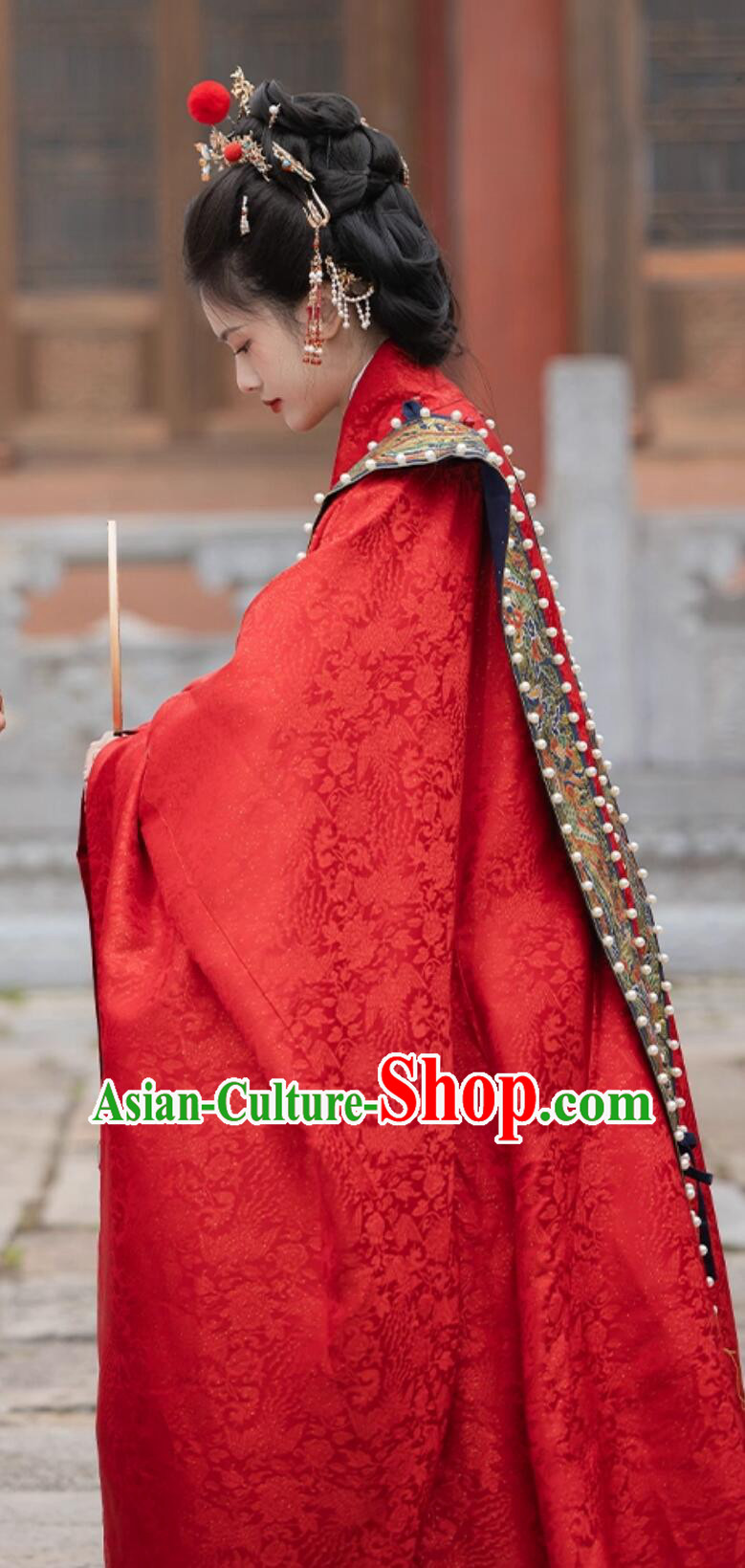 Traditional Chinese Wedding Hanfu Dress Ancient Ming Dynasty Bride Xiapei Costumes Complete Set Traditional Chinese Wedding Hanfu Dress Ancient Ming Dynasty Bride Xiapei Costumes Complete Set