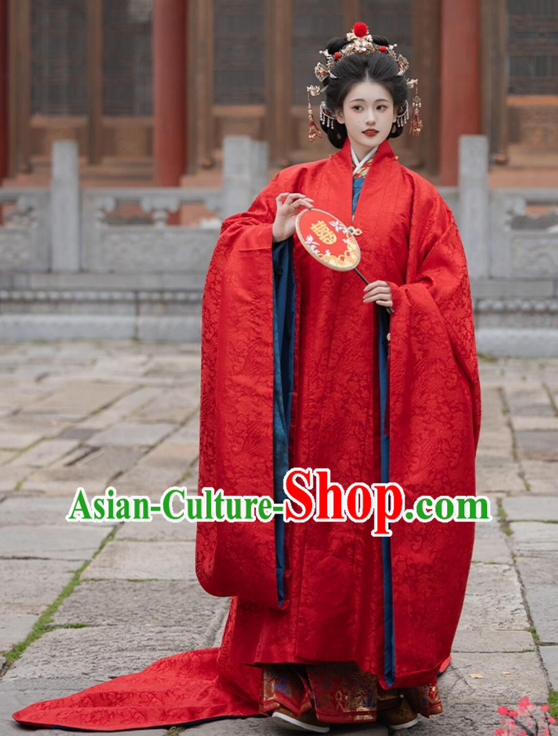 Traditional Chinese Wedding Hanfu Dress Ancient Ming Dynasty Bride Xiapei Costumes Complete Set Traditional Chinese Wedding Hanfu Dress Ancient Ming Dynasty Bride Xiapei Costumes Complete Set