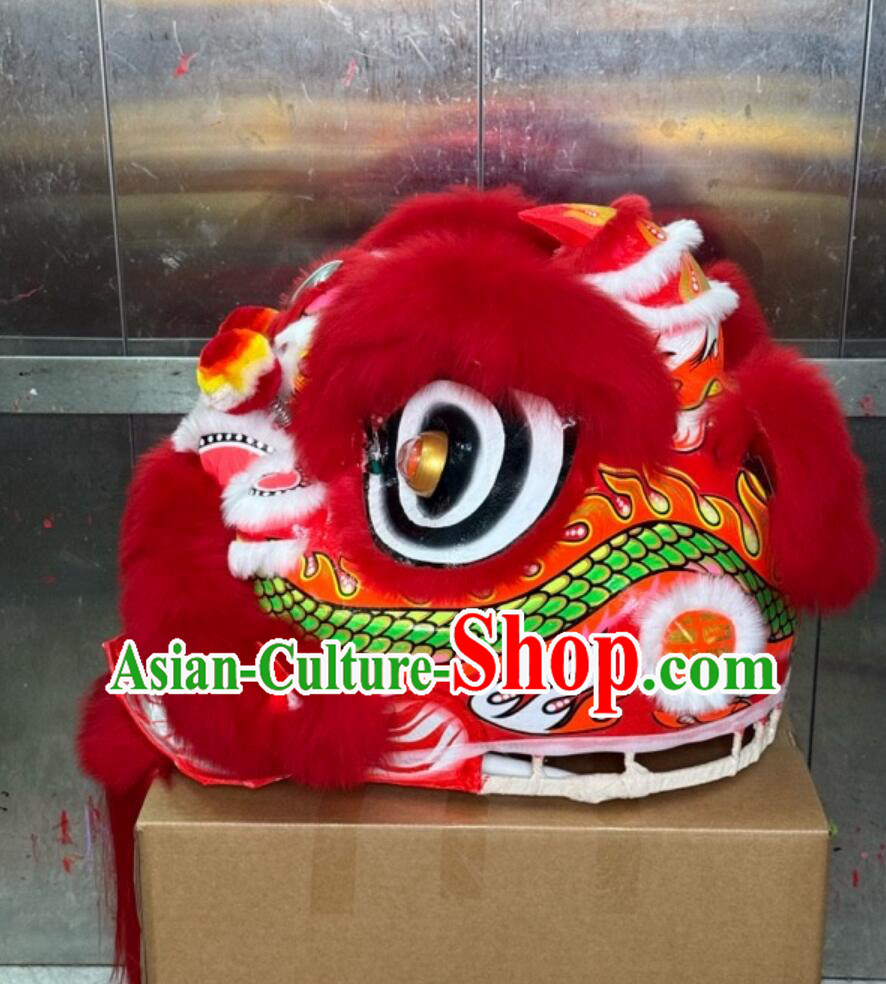 Red Wool Handmade Fut San Lion Head Chinese Lion Dance Costume Complete Set Red Wool Handmade Fut San Lion Head Chinese Lion Dance Costume Complete Set