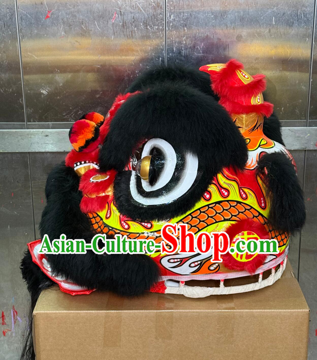 Black Wool Handmade Fut San Lion Head Chinese Lion Dance Costume Complete Set Black Wool Handmade Fut San Lion Head Chinese Lion Dance Costume Complete Set