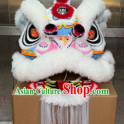 White Wool Handmade Fut San Lion Head Chinese Lion Dance Costume Complete Set