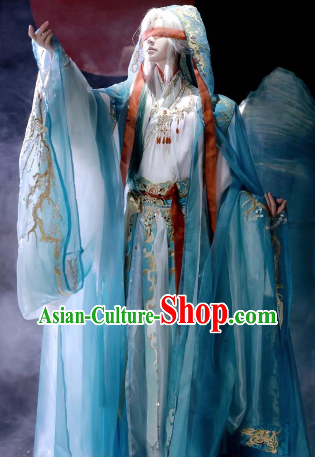 Male Blue Hanfu Ancient Chinese Clothing Legend Immortal Costume Male Blue Hanfu Ancient Chinese Clothing Legend Immortal Costume