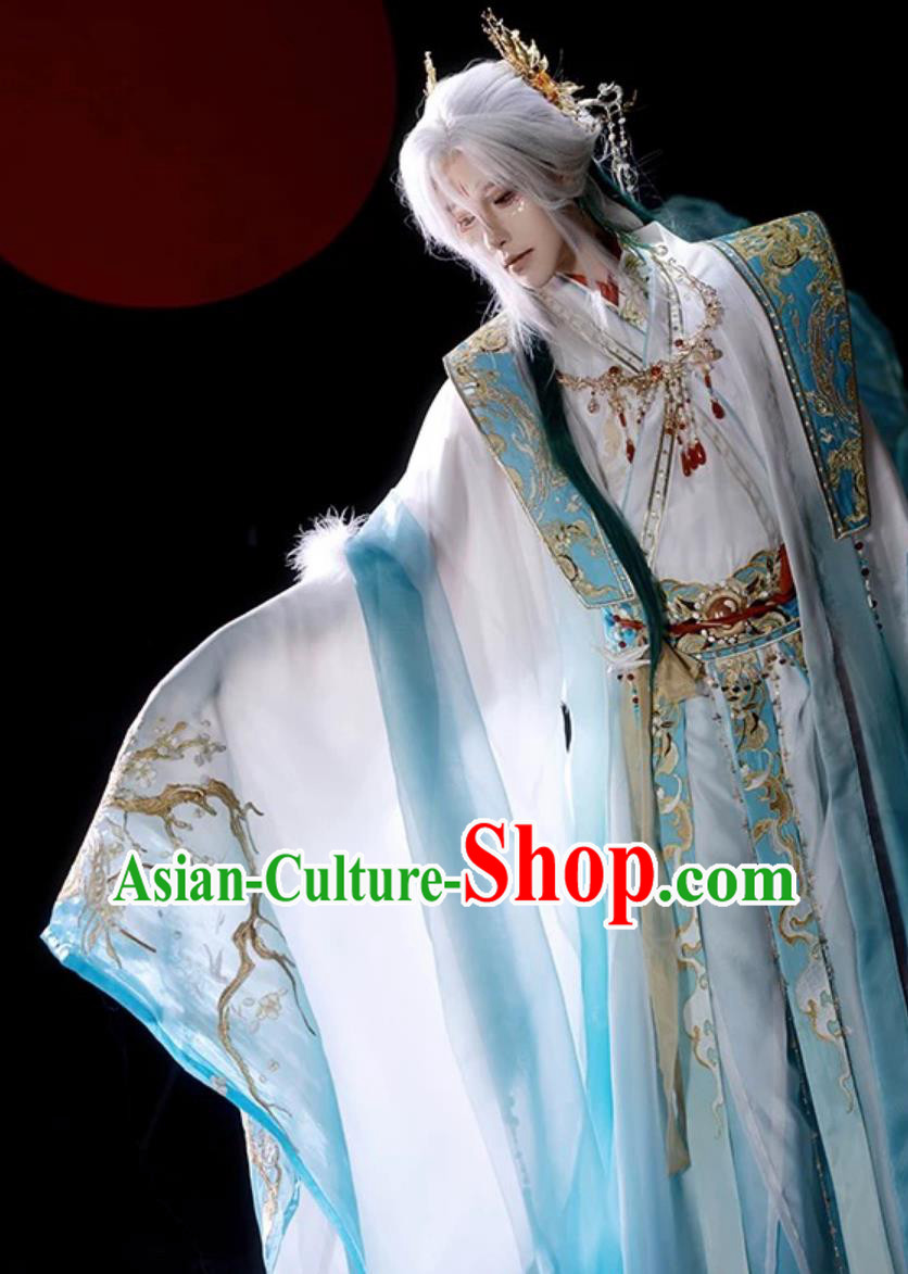 Male Blue Hanfu Ancient Chinese Clothing Legend Immortal Costume Male Blue Hanfu Ancient Chinese Clothing Legend Immortal Costume