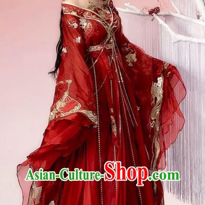 Red Hanfu Red Spider Lily Southern Northern Dynasties Heavy Embroidery Wedding Dress Traditional Chinese Costume