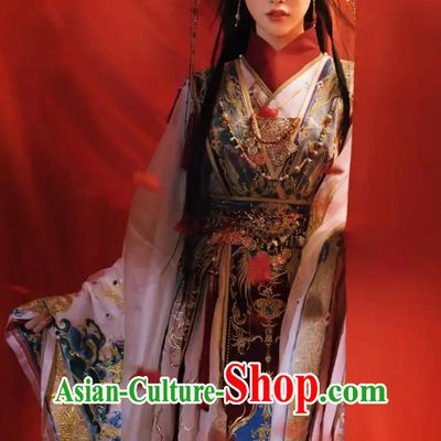 Chinese Goddess Hanfu Heavy Embroidery Southern Northern Dynasties Princess Clothing Ancient Fairy Dress Clothing