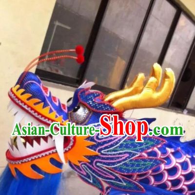 Royal Blue Dragon Dance Head and Costume Chinese New Year Loong Dance Equipment Set