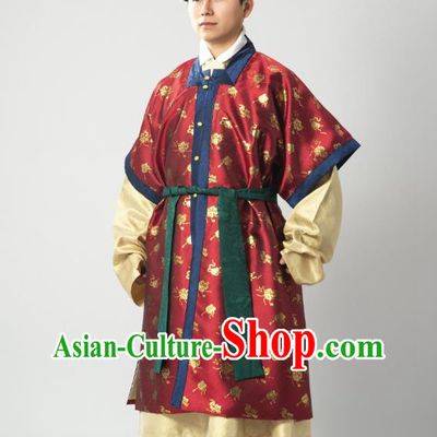 Square Collar Woven Gold Half Sleeve Cloth Armor Ming Dynasty Hanfu Bijia Cavalry Attire Sedan Bearer Uniform Historical Military Costume