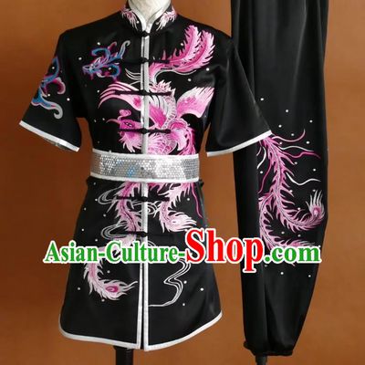 Embroidered Phoenix Wushu Uniform Changquan Performance Costume Martial Arts Group Training Clothing