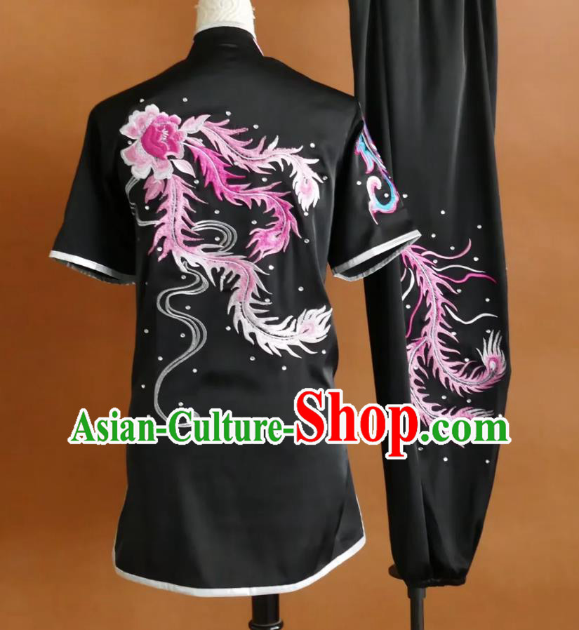 Embroidered Phoenix Wushu Uniform Changquan Performance Costume Martial Arts Group Training Clothing Embroidered Phoenix Wushu Uniform Changquan Performance Costume Martial Arts Group Training Clothing