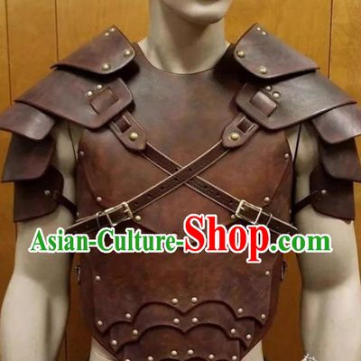 Halloween Cosplay Costume Prop Viking European Medieval Renaissance Shoulder Armor Brown Leather Chestplate