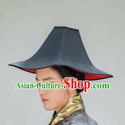 Ming Dynasty Corrugated Hat Traditional Hanfu Hat For Men Chinese Cotton Linen Square Hat