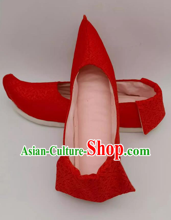 Ming Dynasty Plain Satin Shoes Hanfu Shoes Chinese Red Brocade Shoes Ming Dynasty Plain Satin Shoes Hanfu Shoes Chinese Red Brocade Shoes