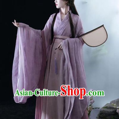 Wei Jin Women Hanfu Wide Sleeve Chinese Style Eight Panel Skirt Traditional Costume