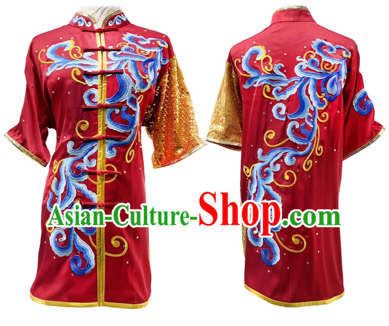 Professional Changquan Performance Red Uniform Wushu Competition Outfit Embroidery Martial Arts Costume Professional Changquan Performance Red Uniform Wushu Competition Outfit Embroidery Martial Arts Costume