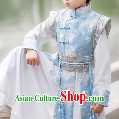 Kids Traditional Chinese Costume Ancient Style Handsome Scholar Suit Boys Hanfu Performance Outfit