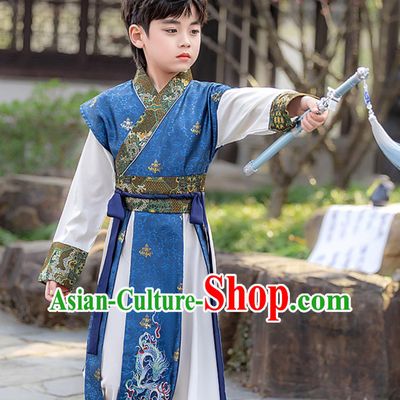 Boys Hanfu Cosplay Swordsman Costume Ming Dynasty Kung Fu Young Master Traditional Chinese Outfit