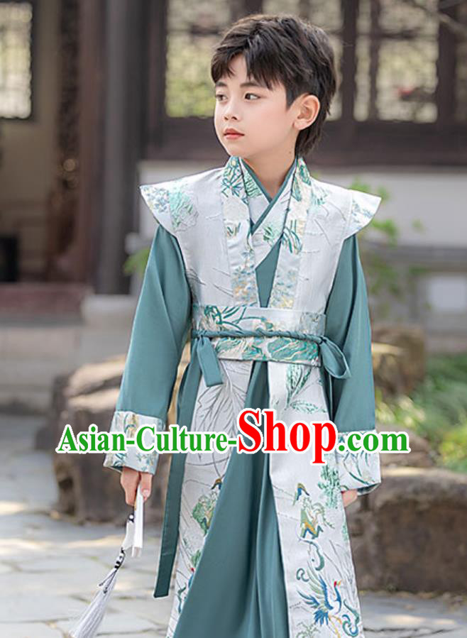 Boys Chinese Ancient Costume Handsome Young Master Traditional Performance Outfit