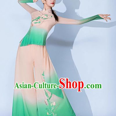 Jiaozhou Yangko Dance Clothing Ode To The Lotus Dance Performance Costume Classical Dance Chinese Fan Dance Outfit