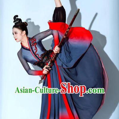 Snow Dragon Chant Chinese Sword Dance Fan Dance Costume Classical Dance Performance Clothing
