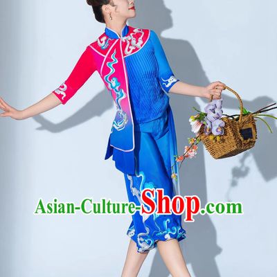 Drumbeats Welcome Returning Sails Dance Costume Jiaozhou Yangko Women Dance Clothing Chinese Lantern Dance Outfit