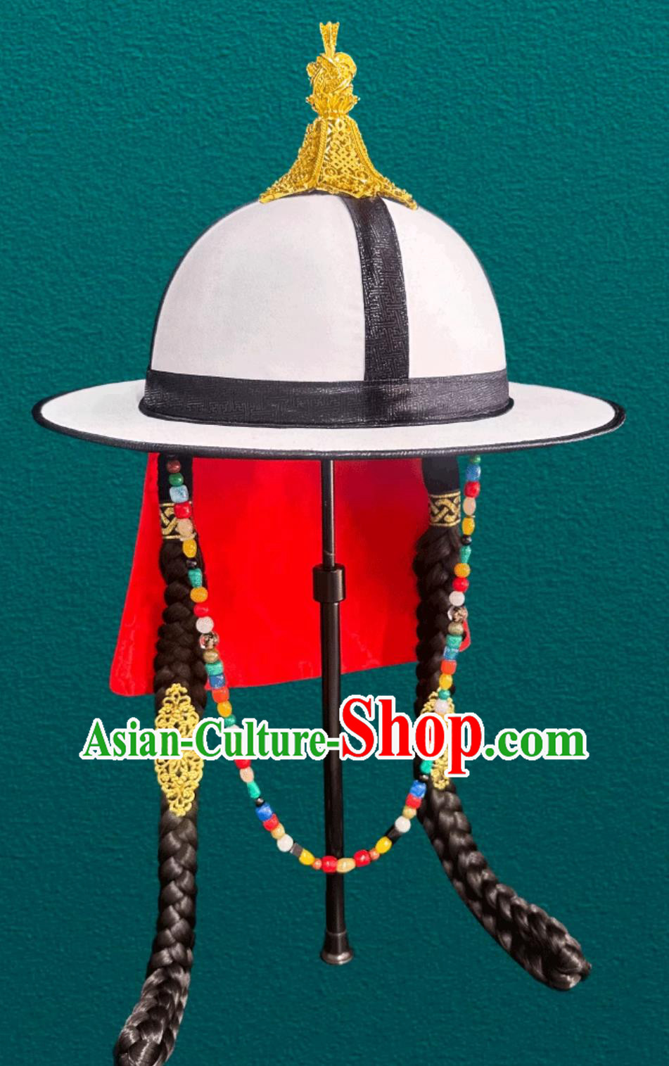 White Hat General Prince Hat Mongolian Dance Performance Photography Headpiece White Hat General Prince Hat Mongolian Dance Performance Photography Headpiece