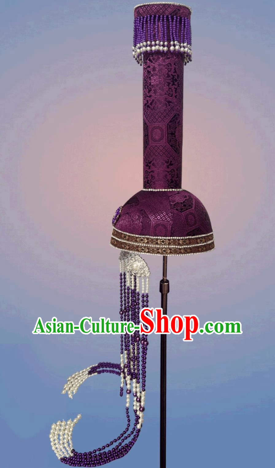 Ladies Mongolian Purple High Top Hat Chinese Ceremonial Grand Dance Performance Headpiece Ladies Mongolian Purple High Top Hat Chinese Ceremonial Grand Dance Performance Headpiece