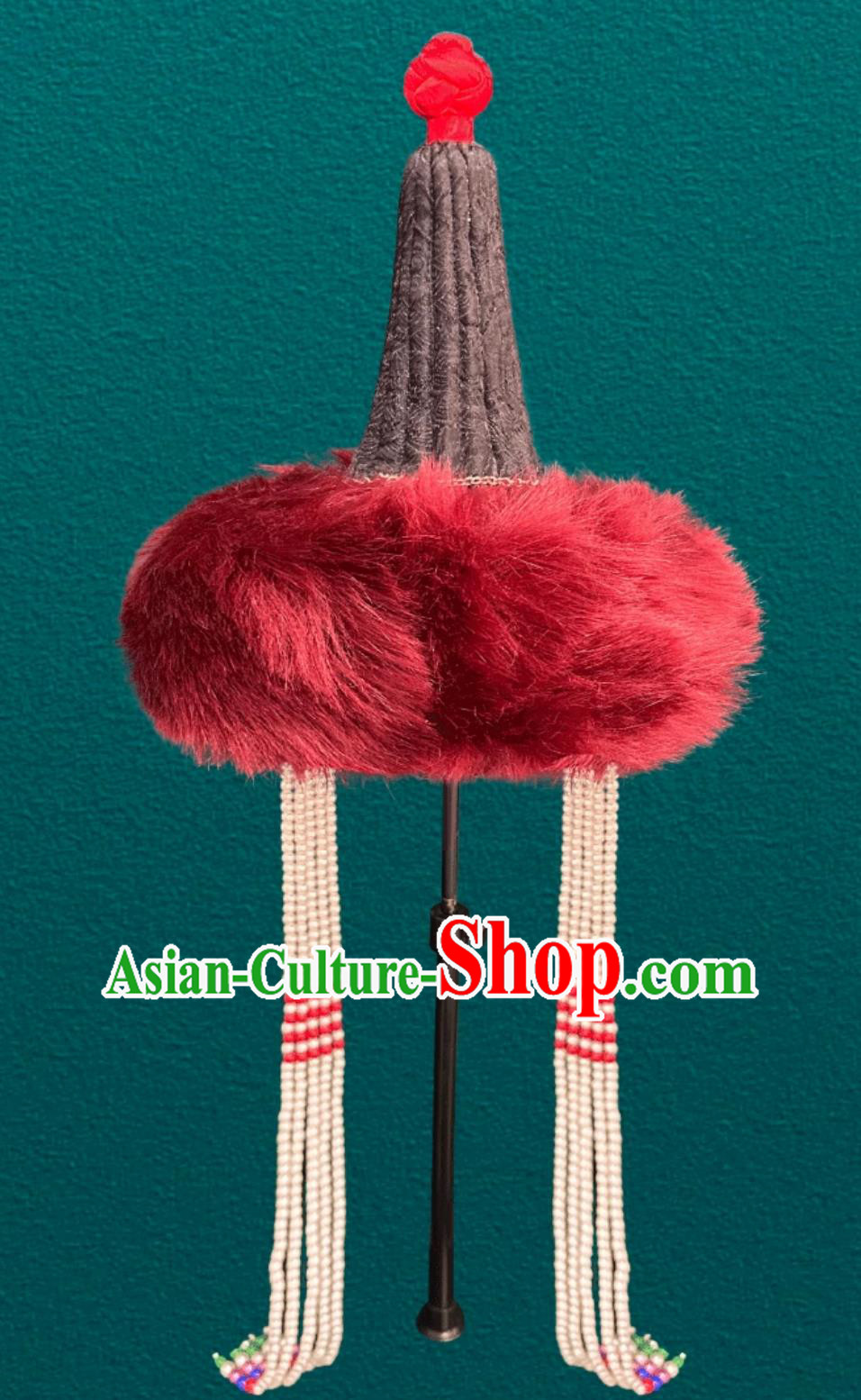 Mongolian Red Ladies Tassel High Top Fuzzy Hat Dance Performance Wedding Show Headpiece Mongolian Red Ladies Tassel High Top Fuzzy Hat Dance Performance Wedding Show Headpiece