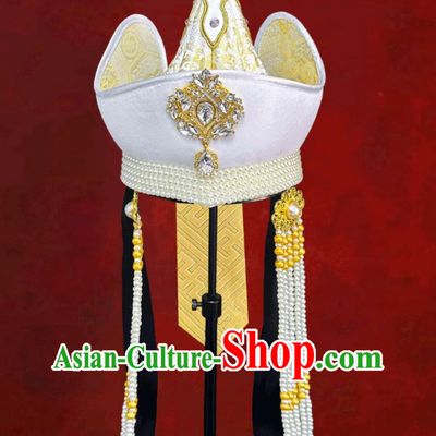 Golden Ladies Mongolian Wedding High Hat Dance Photography Ethnic Headpiece