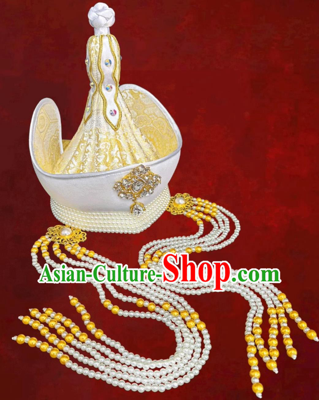 Golden Ladies Mongolian Wedding High Hat Dance Photography Ethnic Headpiece Golden Ladies Mongolian Wedding High Hat Dance Photography Ethnic Headpiece