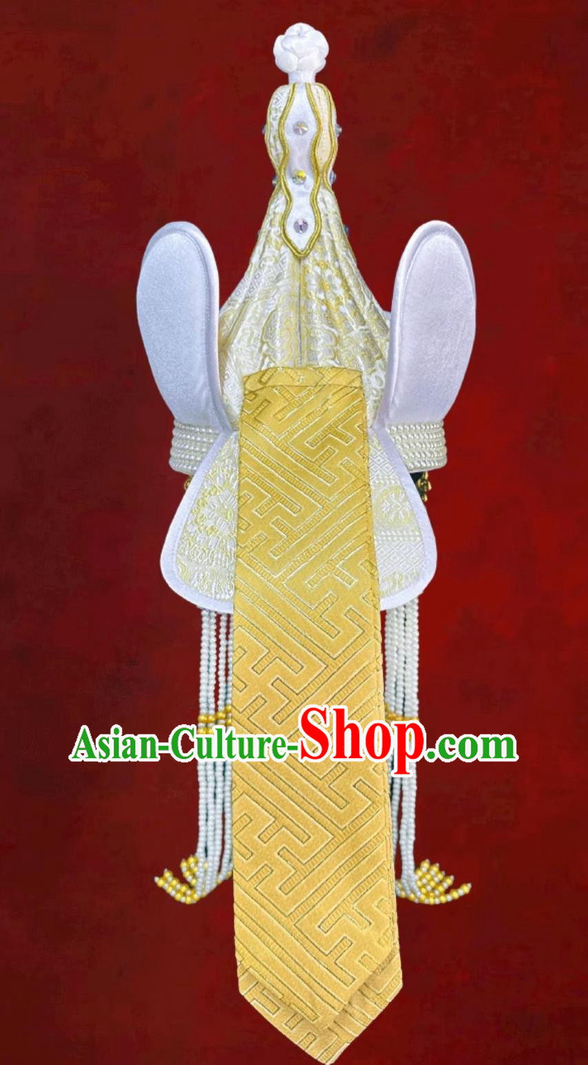 Golden Ladies Mongolian Wedding High Hat Dance Photography Ethnic Headpiece Golden Ladies Mongolian Wedding High Hat Dance Photography Ethnic Headpiece